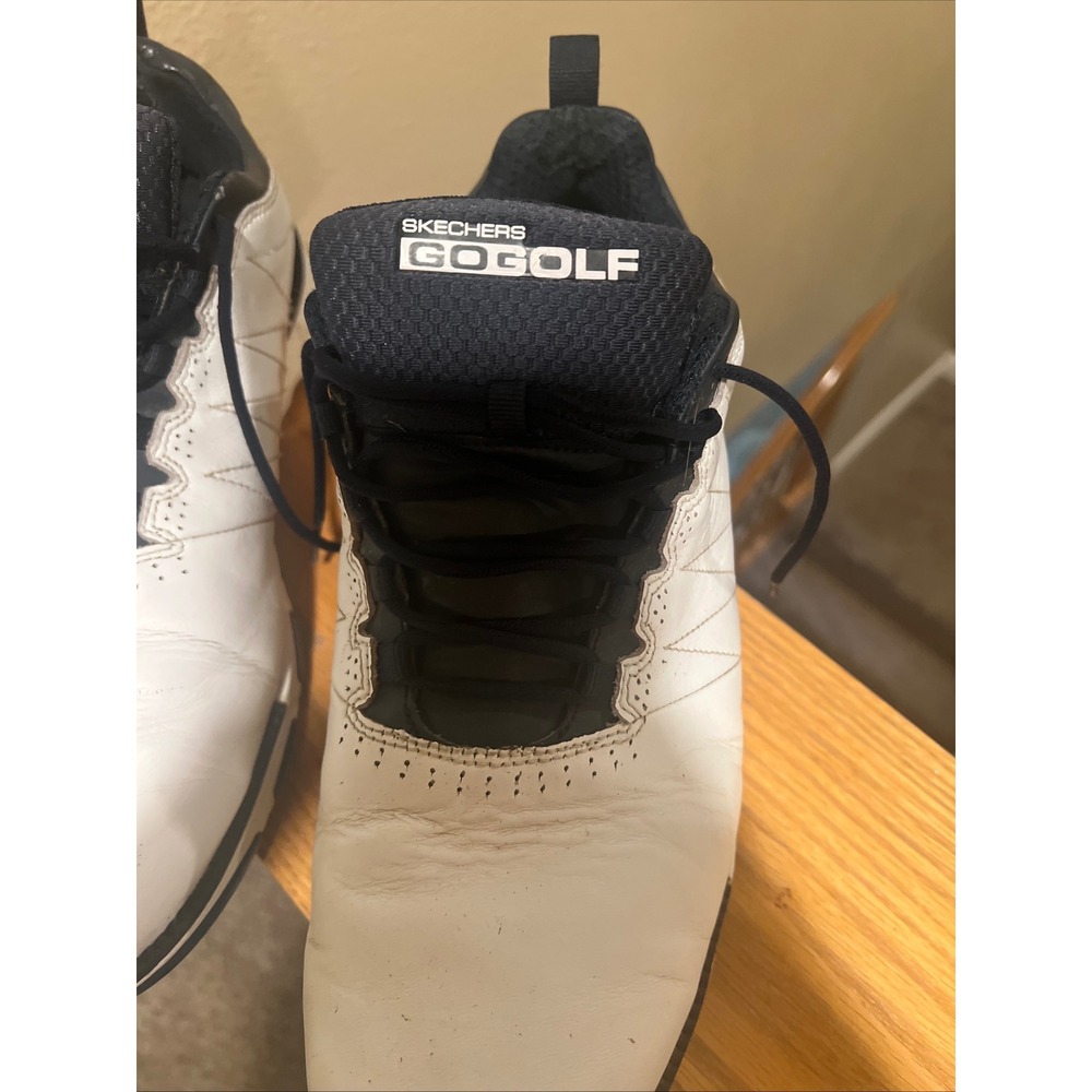 Skechers Go Golf Focus Mens White Navy Leather Golf Shoes 54523 EWW
